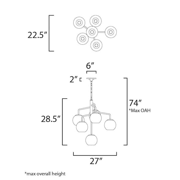 Branch 6-Light 27 Wide Natural Aged Brass Chandelier